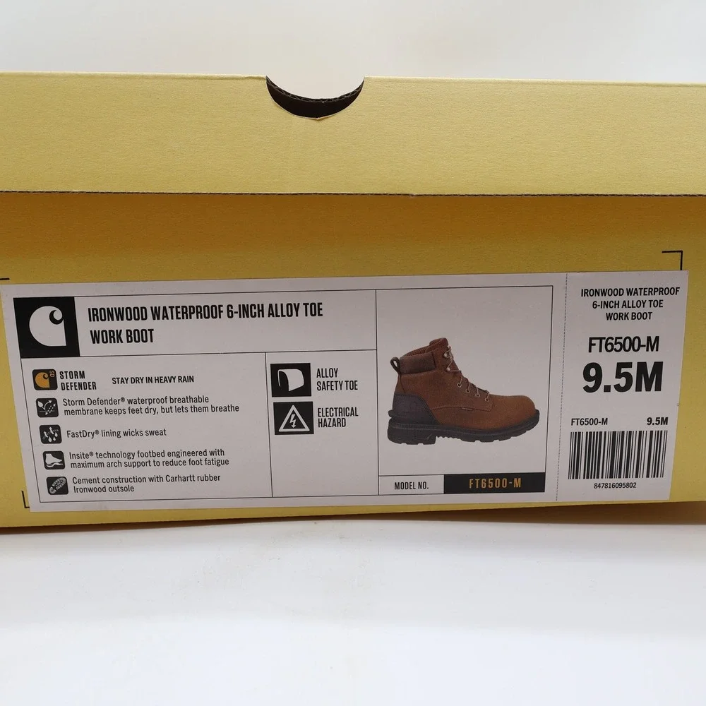 Carhartt Ironwood Work Boots Mens 9.5 M Brown Leather Alloy Toe Waterproof NWT